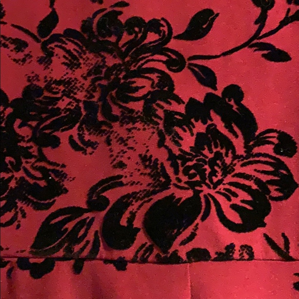Franceca’s Burgundy Flocked Black Floral Dress M - Picture 5 of 8